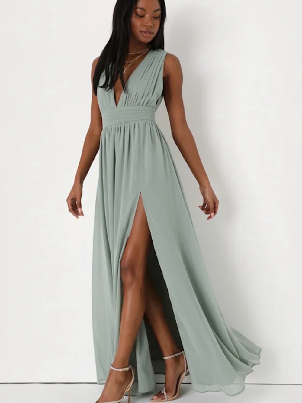 Lulu's Heavenly Hues Sage Green Maxi Dress